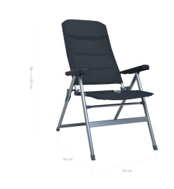 Chaises de jardin inclinables 2 pcs Aluminium Noir