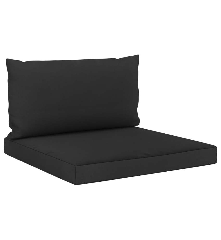 Coussins de canapé en palette 2 pcs noir tissu