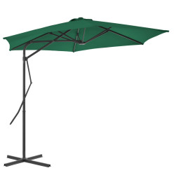 Parasol d'extérieur avec mât en acier 300 cm Vert