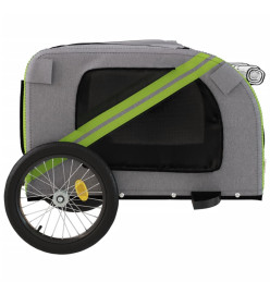 Remorque de vélo pour chien vert et gris tissu oxford et fer