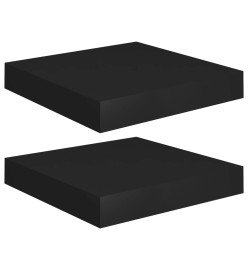 Étagères murales flottantes 2 pcs noir 23x23,5x3,8 cm MDF