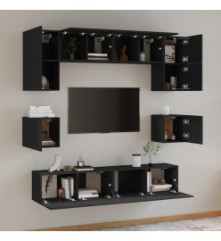 Ensemble de meubles TV 8 pcs Noir Bois d'ingénierie