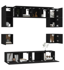 Ensemble de meubles TV 8 pcs Noir Bois d'ingénierie