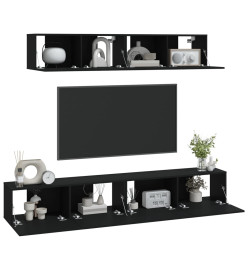 Ensemble de meubles TV 4 pcs Noir Bois d'ingénierie