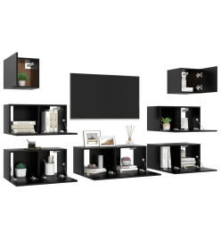 Ensemble de meuble TV 7 pcs Noir Aggloméré