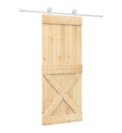 Porte coulissante et kit de quincaillerie 85x210 cm pin massif