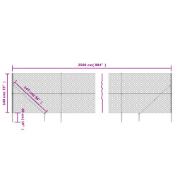 Clôture à mailles losangées avec ancrage anthracite 1,4x25 m