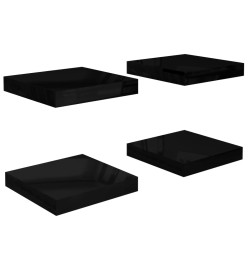 Étagère murale flottante 4 pcs Noir brillant 23x23,5x3,8 cm MDF