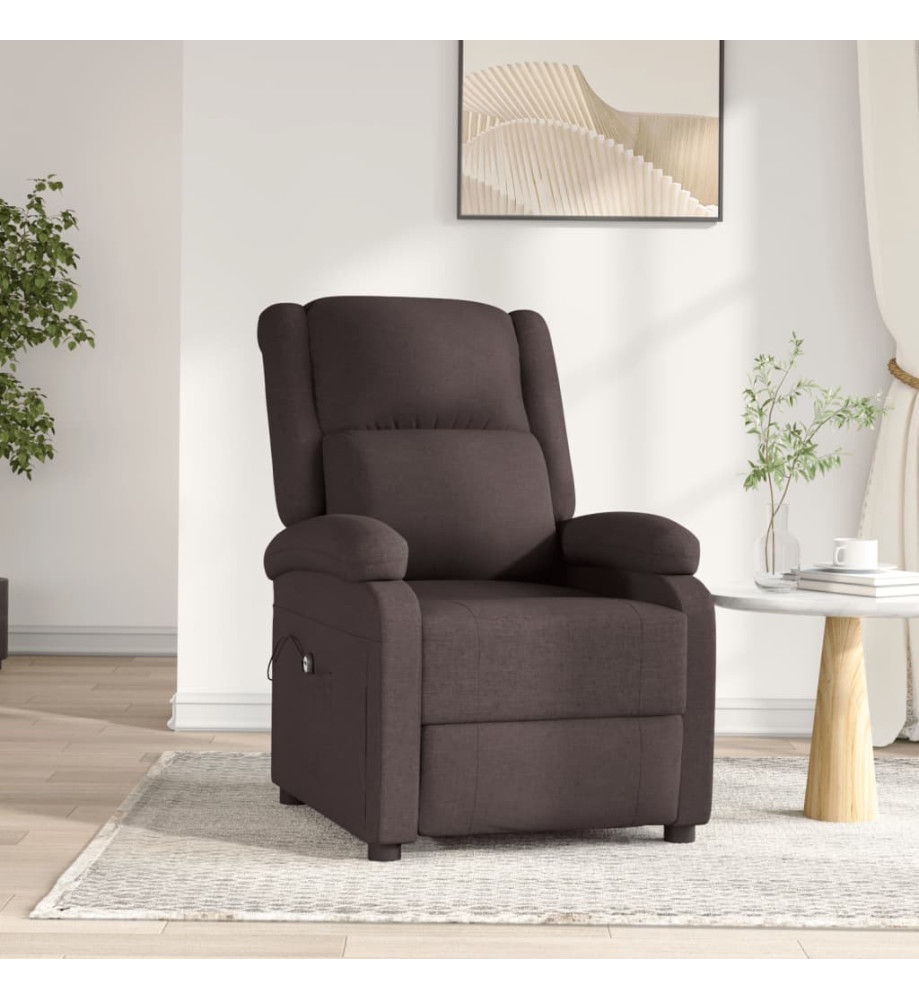 Fauteuil inclinable électrique Marron foncé Tissu