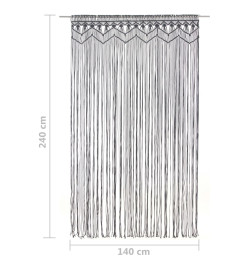 Rideau en macramé Anthracite 140x240 cm Coton