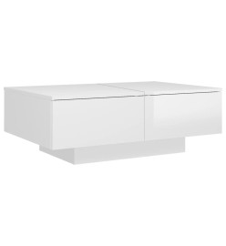 Table basse Blanc brillant 90x60x31 cm Aggloméré