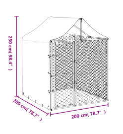 Chenil d'extérieur pour chiens avec toit argenté 2x2x2,5 m