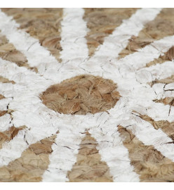 Tapis fait à la main Jute avec imprimé blanc 90 cm