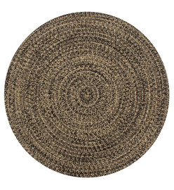 Tapis fait à la main Jute Noir et naturel 90 cm