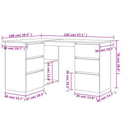 Bureau d'angle Sonoma gris 145x100x76 cm Bois d'ingénierie