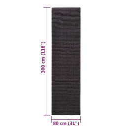 Tapis en sisal pour griffoir noir 80x300 cm