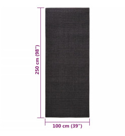 Tapis en sisal pour griffoir noir 100x250 cm