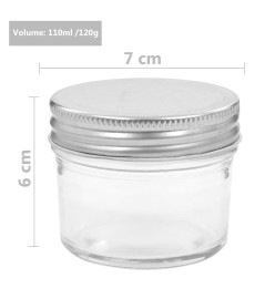 24 pcs Pots à confiture avec couvercles argentés Verre 110 ml