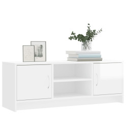 Meuble TV blanc brillant 102x30x37,5 cm bois d'ingénierie