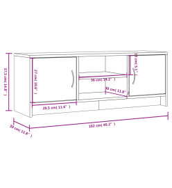 Meuble TV blanc brillant 102x30x37,5 cm bois d'ingénierie