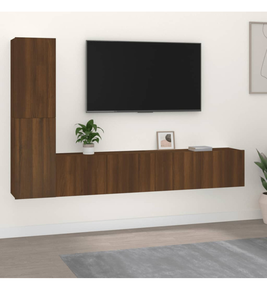 Ensemble de meubles TV 4 pcs Chêne marron Bois d'ingénierie