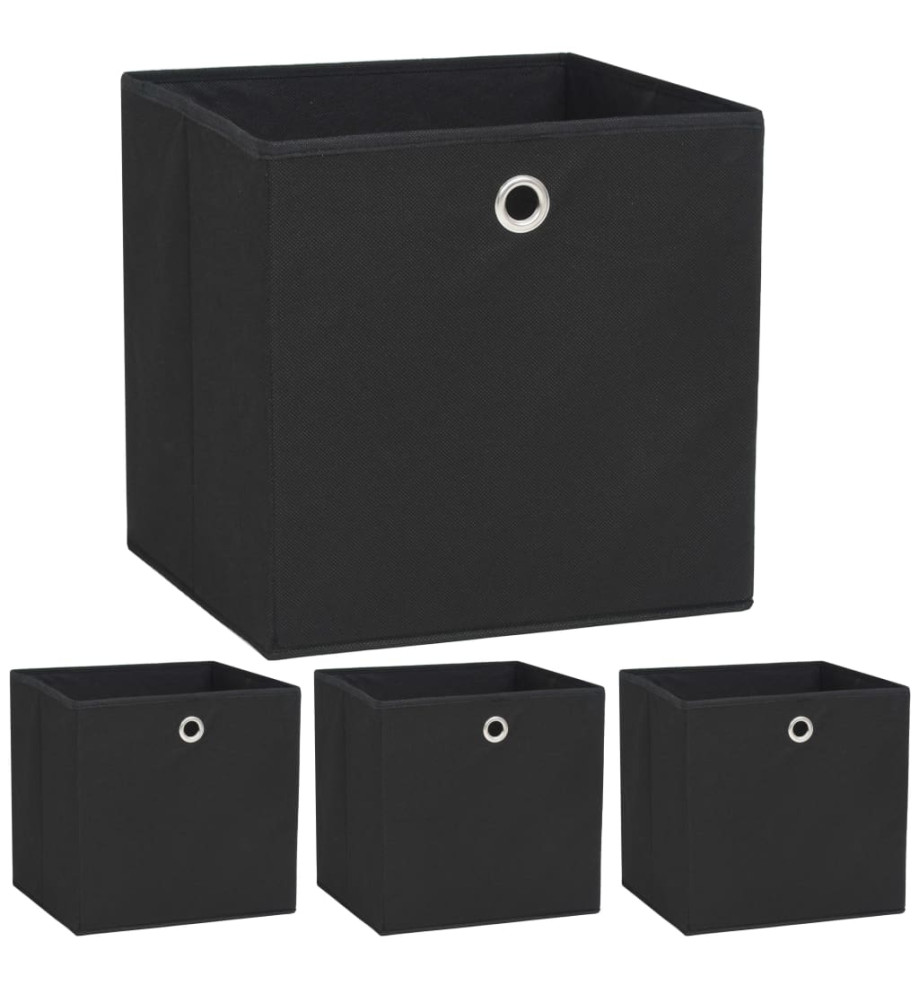 Boîte de rangement 4 pcs Tissu non-tissé 32x32x32 cm Noir