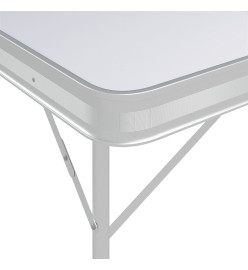 Table de camping pliable avec 2 bancs Aluminium Blanc