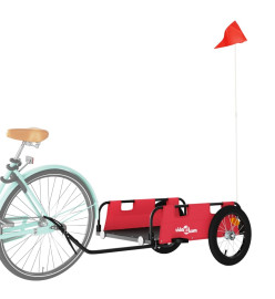 Remorque de vélo cargo rouge tissu oxford et fer