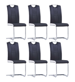 Chaises à manger cantilever lot de 6 noir similicuir