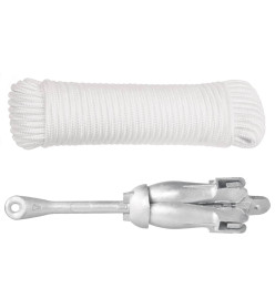 Ancre pliable avec corde argenté 6 kg fer malléable