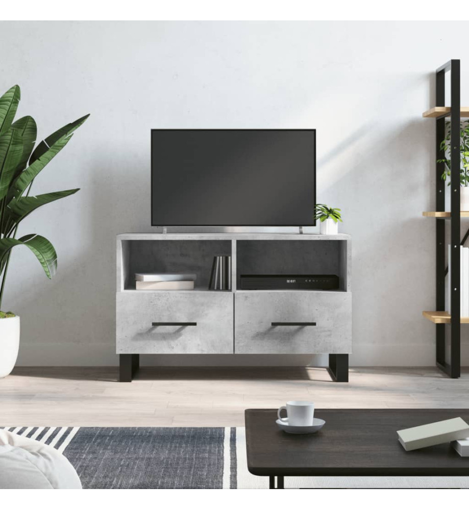 Meuble TV Gris béton 80x36x50 cm Bois d'ingénierie