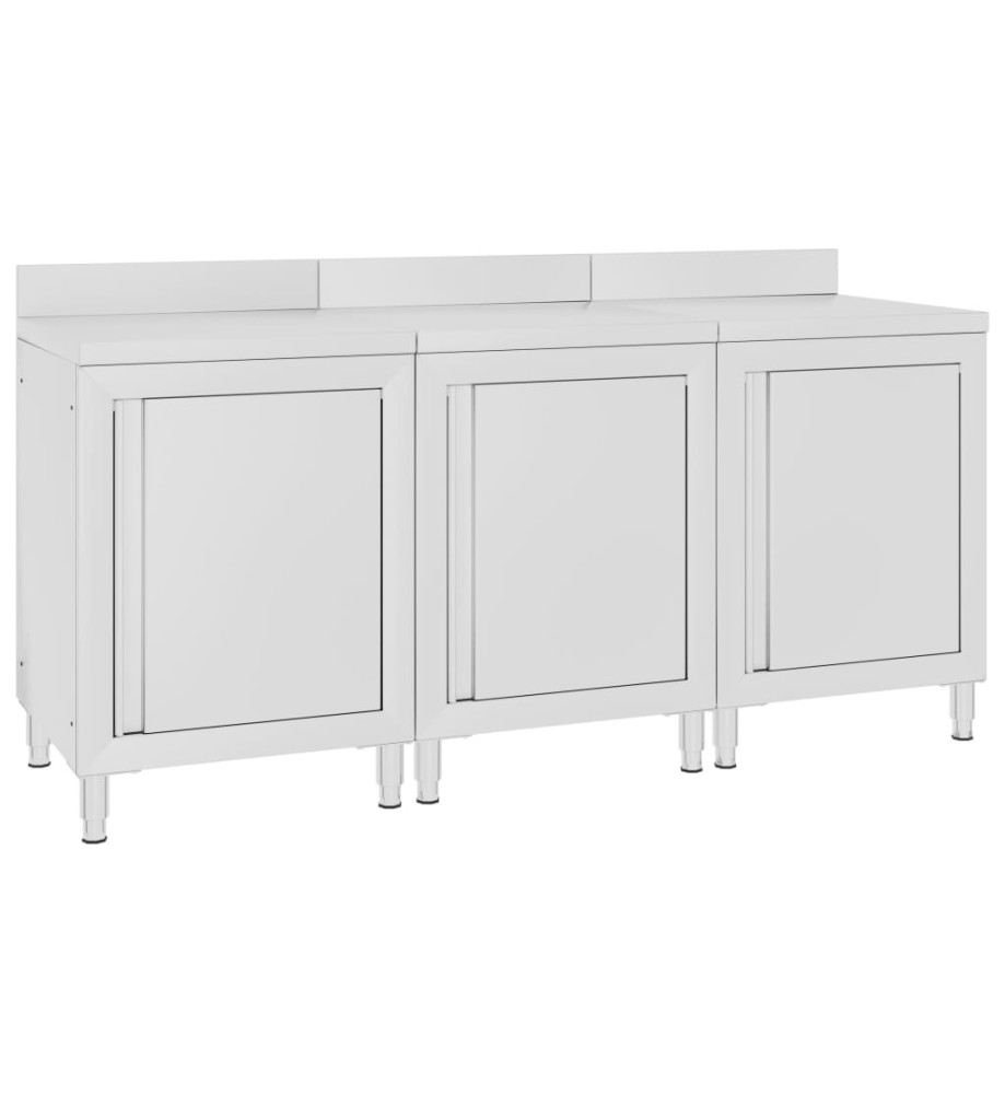 Table de travail commerciale avec armoire 180x60x96 cm Inox