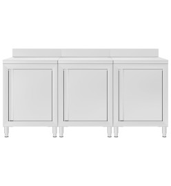 Table de travail commerciale avec armoire 180x60x96 cm Inox