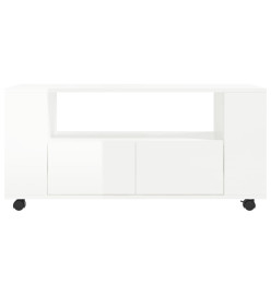 Meuble TV blanc brillant 102x34,5x43 cm bois d'ingénierie