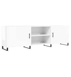 Meuble TV blanc brillant 150x30x50 cm bois d'ingénierie