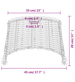 Abat-jour de plafonnier blanc Ø45x28 cm osier