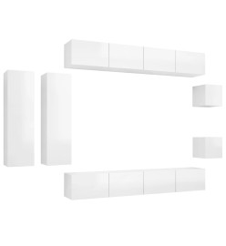 Ensemble de meuble TV 8 pcs Blanc brillant Aggloméré