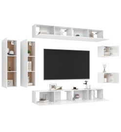 Ensemble de meuble TV 8 pcs Blanc brillant Aggloméré