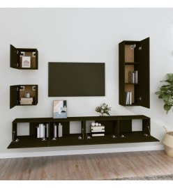 Ensemble de meubles TV 5 pcs Noir Bois d'ingénierie