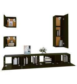 Ensemble de meubles TV 5 pcs Noir Bois d'ingénierie