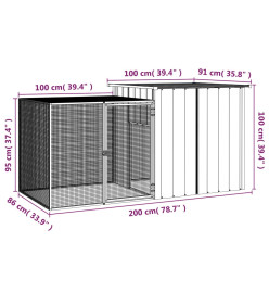 Clapier Anthracite 200x91x100 cm Acier galvanisé