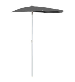 Demi-parasol de jardin avec mât 180x90 cm Anthracite