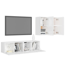 Ensemble de meuble TV 4 pcs Blanc brillant Aggloméré