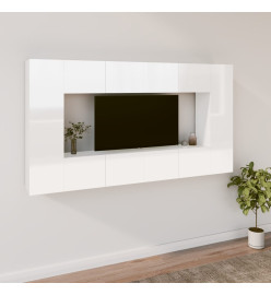 Ensemble de meubles TV 8 pcs Blanc brillant Bois d'ingénierie