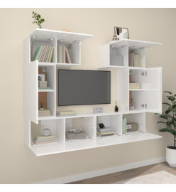 Ensemble de meubles TV 6 pcs Blanc brillant Bois d'ingénierie