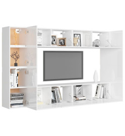 Ensemble de meubles TV 8 pcs Blanc brillant Aggloméré