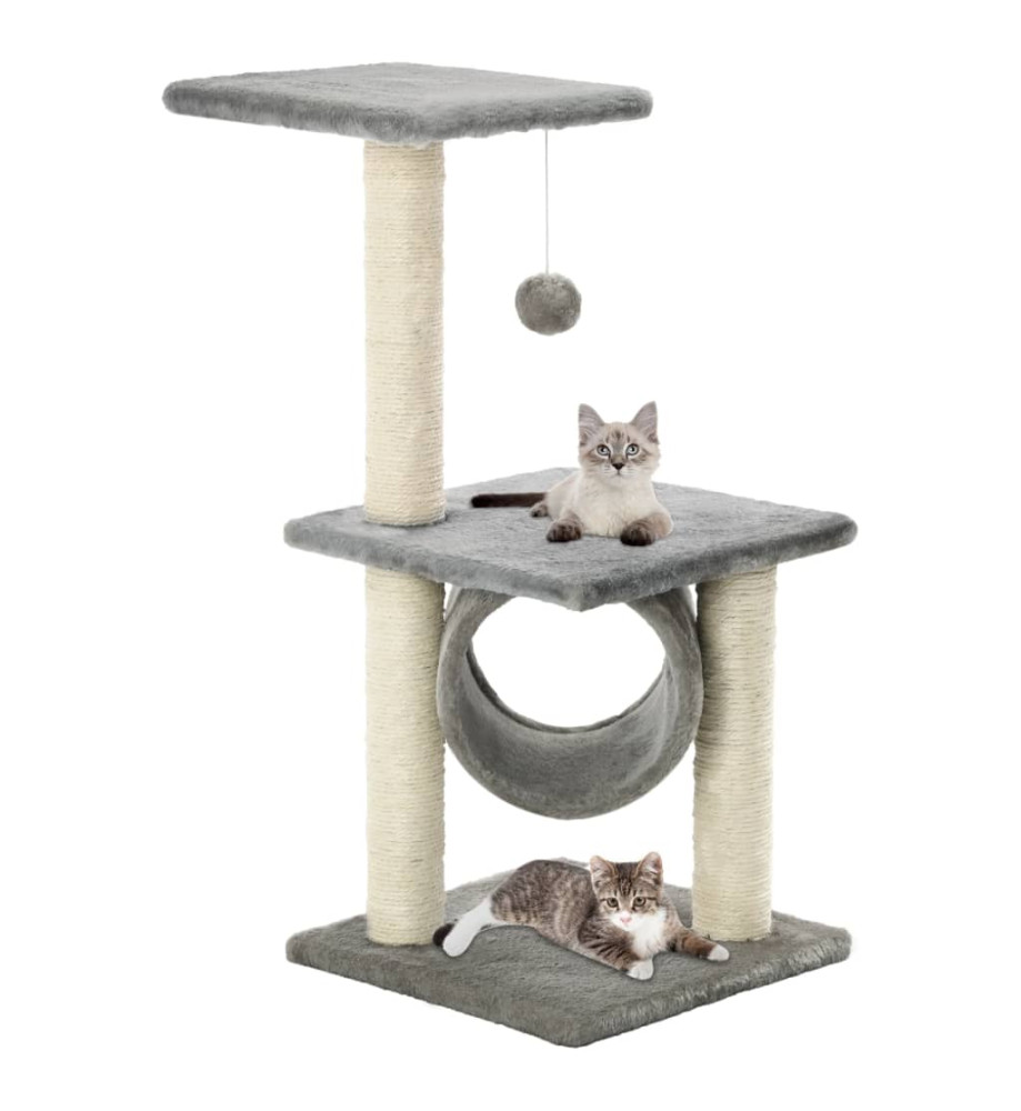 Arbre à chat avec griffoirs en sisal 65 cm Gris