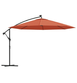 Parasol déporté avec lumières LED Terre cuite 350 cm