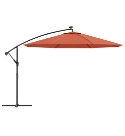 Parasol déporté avec lumières LED Terre cuite 350 cm