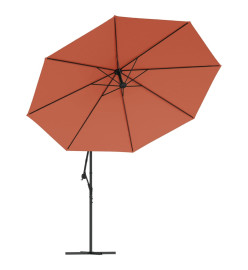 Parasol déporté avec lumières LED Terre cuite 350 cm